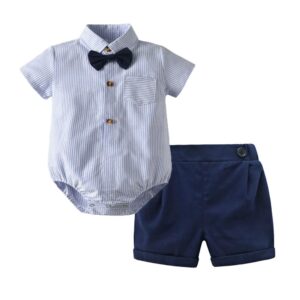 y230 - Stripe Romper + Blue Pants - 图片 1