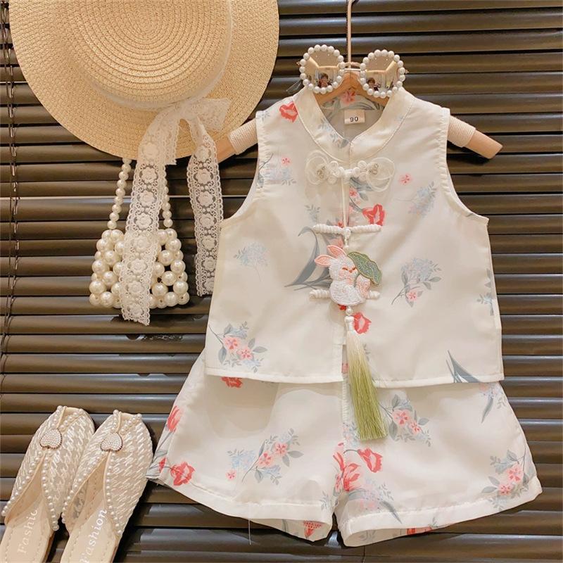 y201 - CNY Collections ( Girls ) _ Sleeveless Floral Shorts Two-Piece Set（Does not include charms） - Image 1