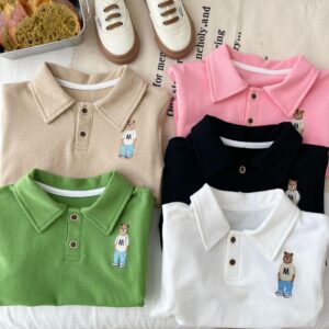y249 - Knitted Bear Polo T-Shirt - 图片 1