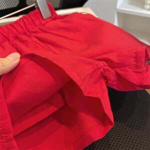 y209 - CNY Collections ( Girls ) _ Apricot Embroidered Suspenders + Red Shorts Suit - 图片 3