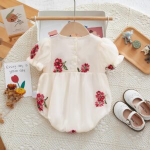 y189 - CNY Collections ( Girls ) _ Short-Sleeved Floral Romper - 图片 3
