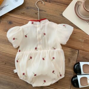 y205 - CNY Collections ( Girls ) _ Embroidered Cheongsam Mesh Romper - 图片 5