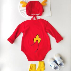 y234 - CNY Collections ( Boys ) - Two-Piece Set of Long-Sleeved Longbao Style Romper and Hat - 图片 2
