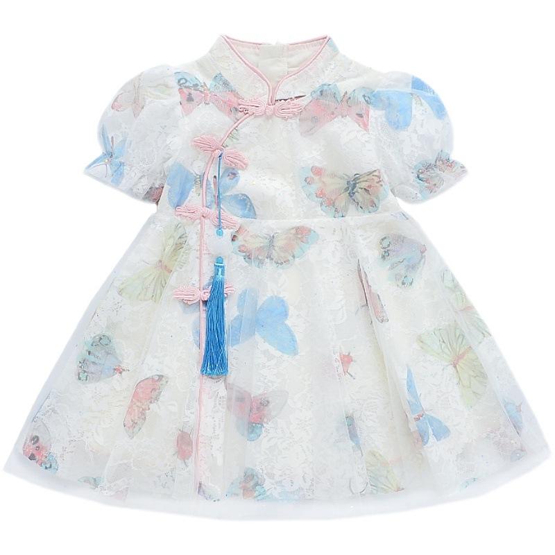 y226 - CNY Collections ( Girls ) _ Butterfly Mesh Cheongsam - Image 3
