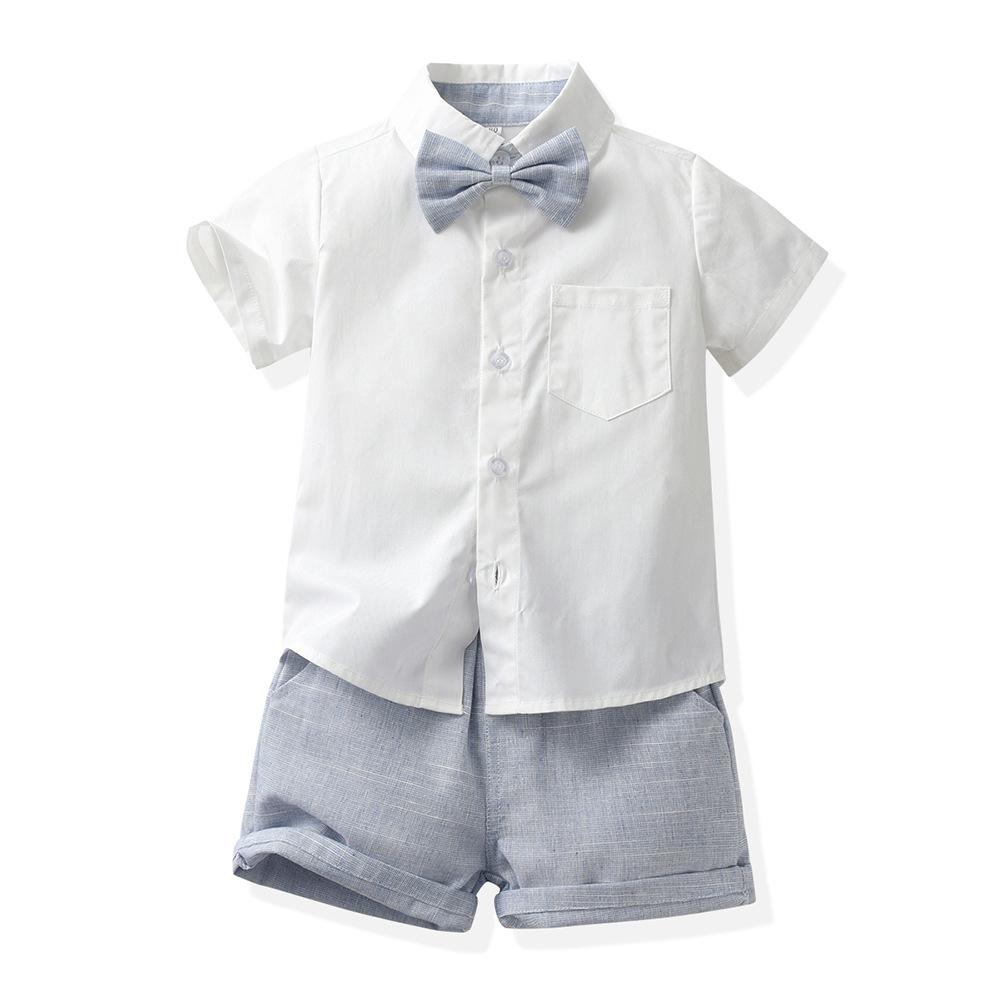 y239 - Short Sleeve White Shirt + Pants - 图片 1