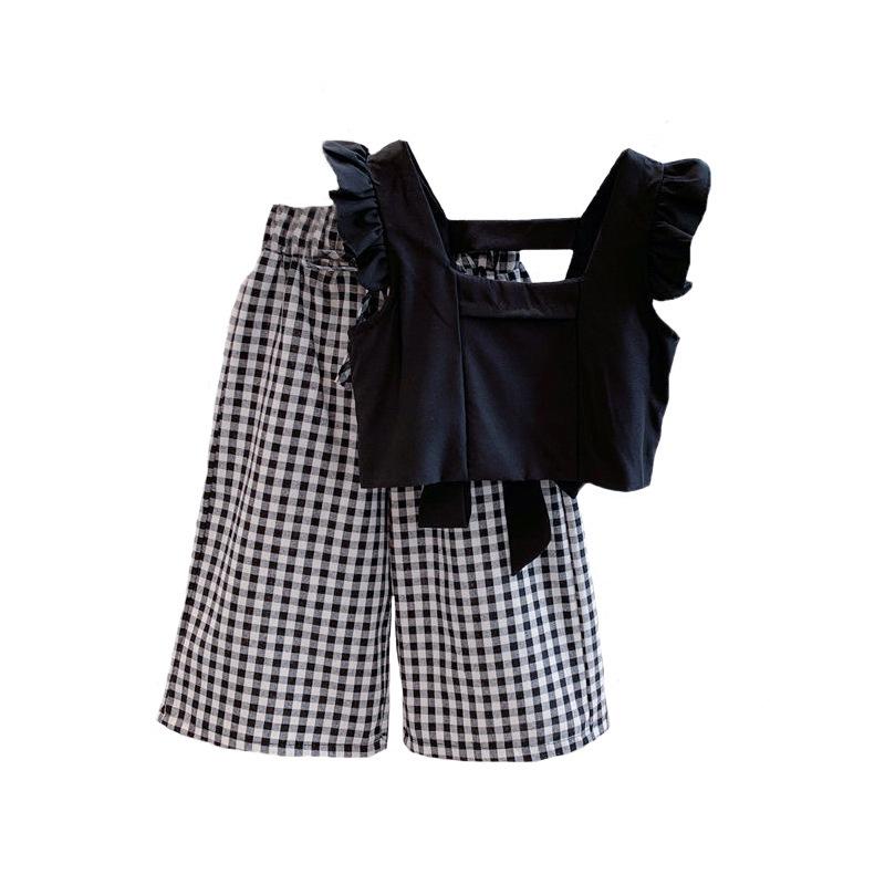 y269 - Black Agaric Lace Vest + Lattice Cropped Pants - Image 1