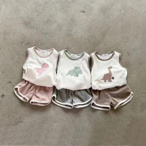 y263 - Baby Cute Dinosaur Vest Shorts Casual Suit - Image 1