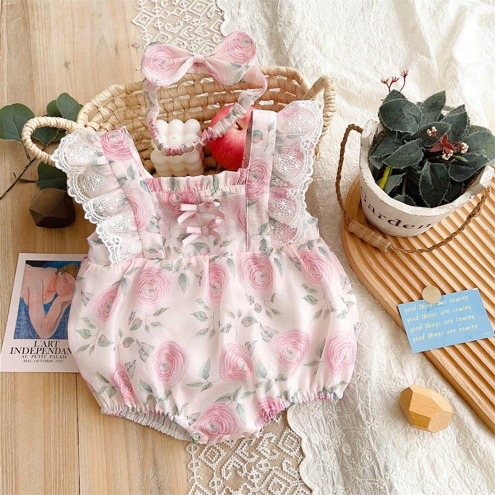 y288 - Pink Rose Sleeveless Romper - Image 1