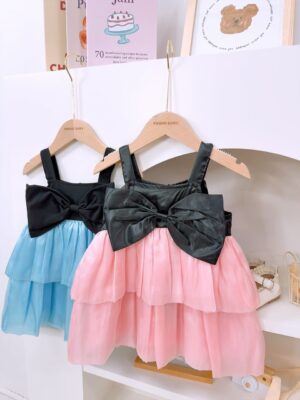 y308 - Pink Mesh Ribbon Suspender Dress - 图片 4