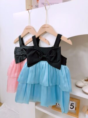y308 - Pink Mesh Ribbon Suspender Dress - 图片 2