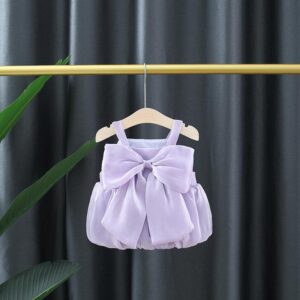 y318 - Girls Big Ribbon Suspender Dress - 图片 3