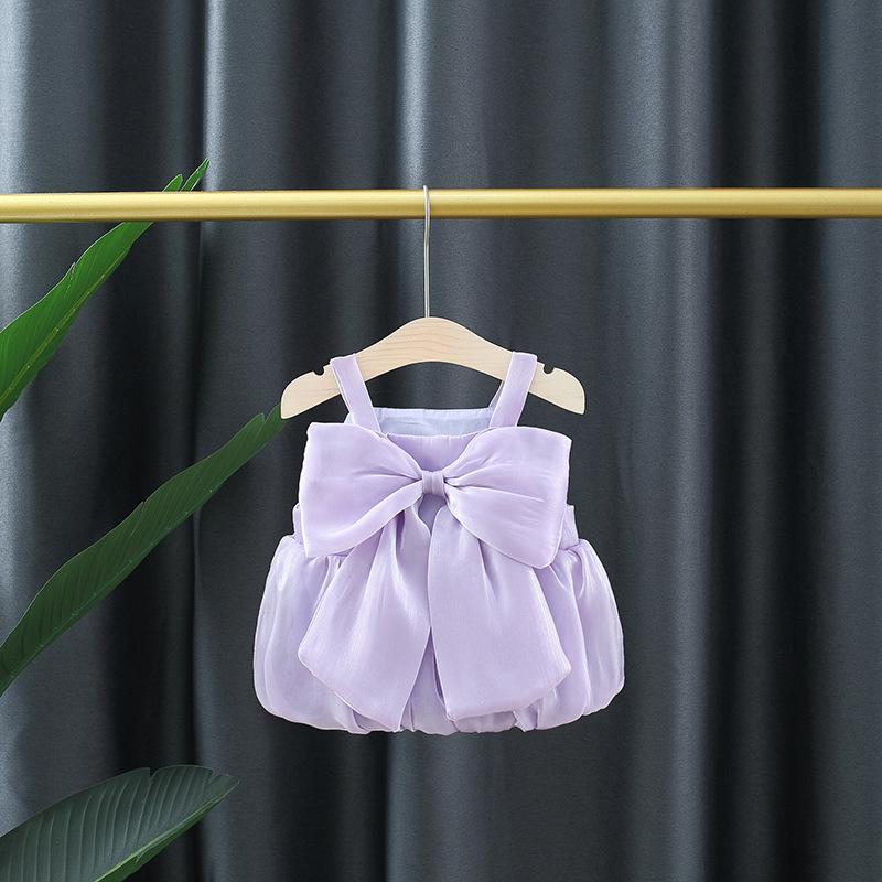 y318 - Girls Big Ribbon Suspender Dress - 图片 3