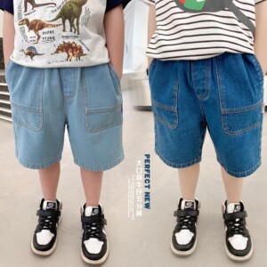 y320 - Boys Solid Color Casual Denim Shorts