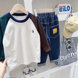 y311 - Boys Round Neck Long Sleeve Bottoming Shirt - 图片 2