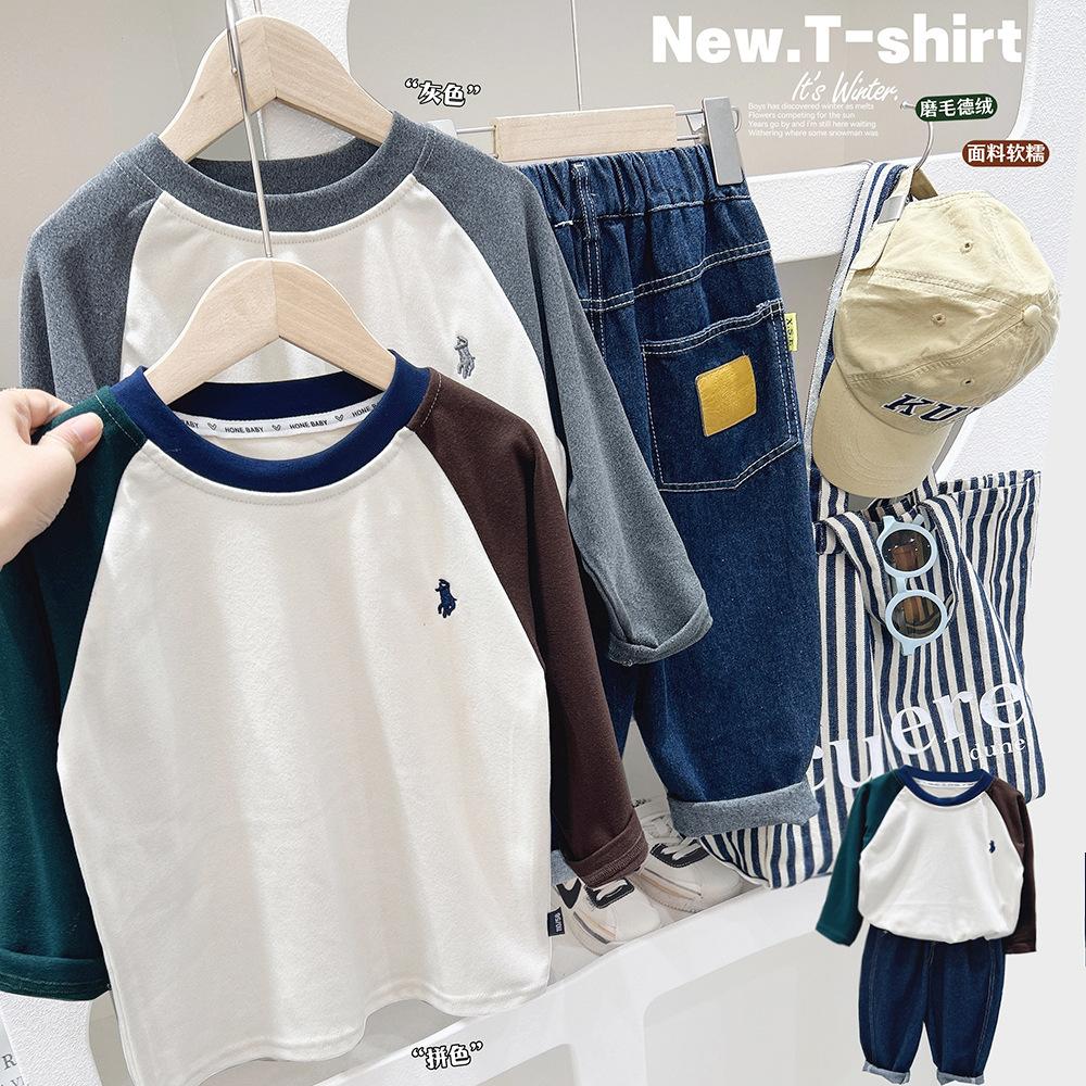y311 - Boys Round Neck Long Sleeve Bottoming Shirt - Image 1