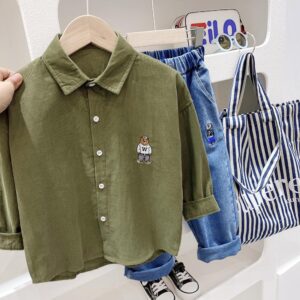 y309 - Boys Corduroy Shirt Tops - 图片 3