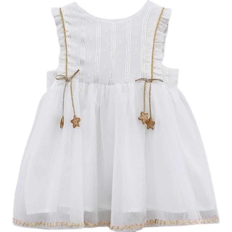 y328 - Girls Star Sleeveless Gauze Dress - Image 2