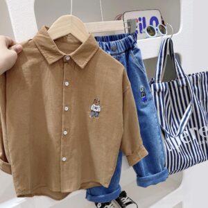 y309 - Boys Corduroy Shirt Tops - 图片 4