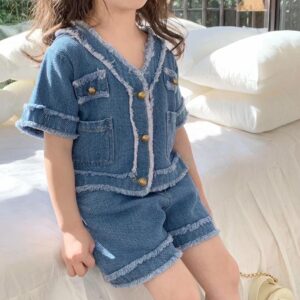 y343 - Korean Style Soft Denim Suit - 图片 3