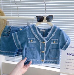y343 - Korean Style Soft Denim Suit - 图片 2