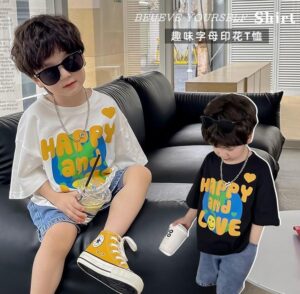 y349 - Summer New Style T-shirt Happy and Love - 图片 2