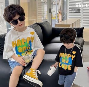 y349 - Summer New Style T-shirt Happy and Love - 图片 1
