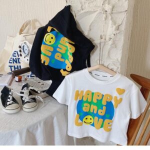 y349 - Summer New Style T-shirt Happy and Love - 图片 3