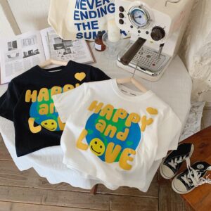 y349 - Summer New Style T-shirt Happy and Love - 图片 4