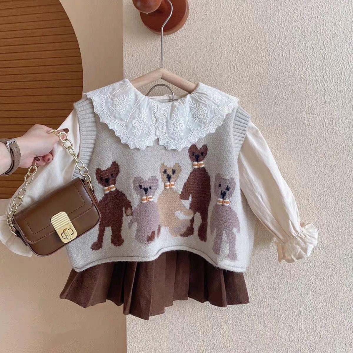 Western Style Children's Three-Piece Knitted Vest Set - y369 - Image 2