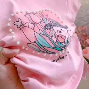 Pearl Love Sweet Cartoon Short Sleeve T-Shirt - y370 - 图片 2