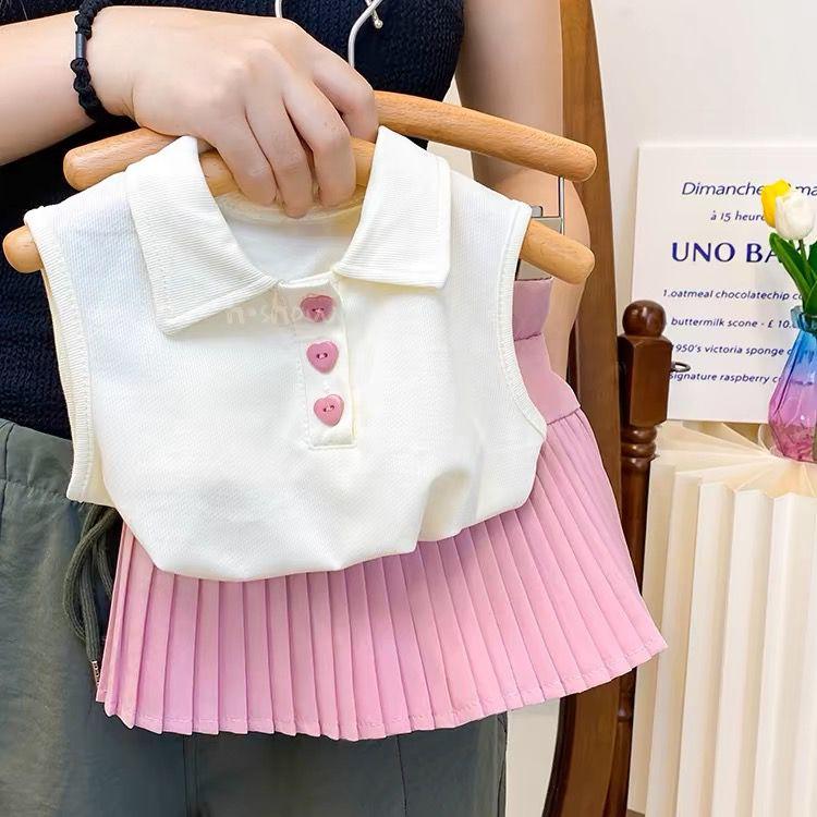 Polo Tank Top Pleated Skirt Set – y361 - 图片 2