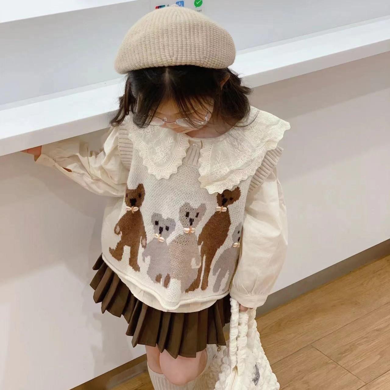 Western Style Children's Three-Piece Knitted Vest Set - y369 - Image 4