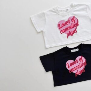 Heart Letters Short Style T-Shirt - y375 - 图片 5