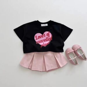 Heart Letters Short Style T-Shirt - y375 - 图片 4