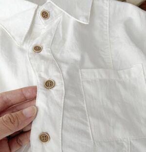 Lapel Casual White Top - y358 - Image 2
