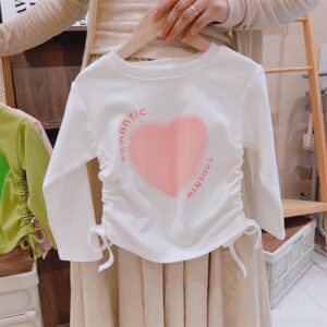 Heart Irregular Drawstring Love Top - y371 - 图片 2