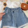 Stylish Short-Sleeve T-Shirt And Denim Shorts Set - y355 - Image 3
