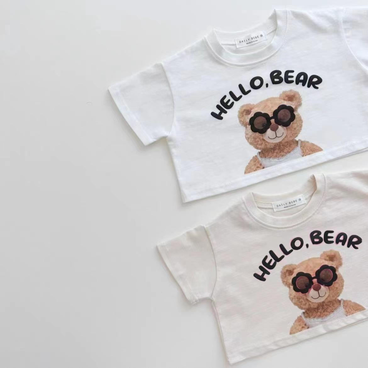 Cartoon Bear Shorts T-Shirt - y374 - 图片 2