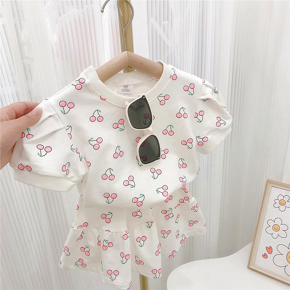 Cherry Print Half-Skirt Two-Piece Set - y353 - Image 2