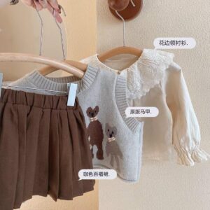 Western Style Children's Three-Piece Knitted Vest Set - y369 - Image 3