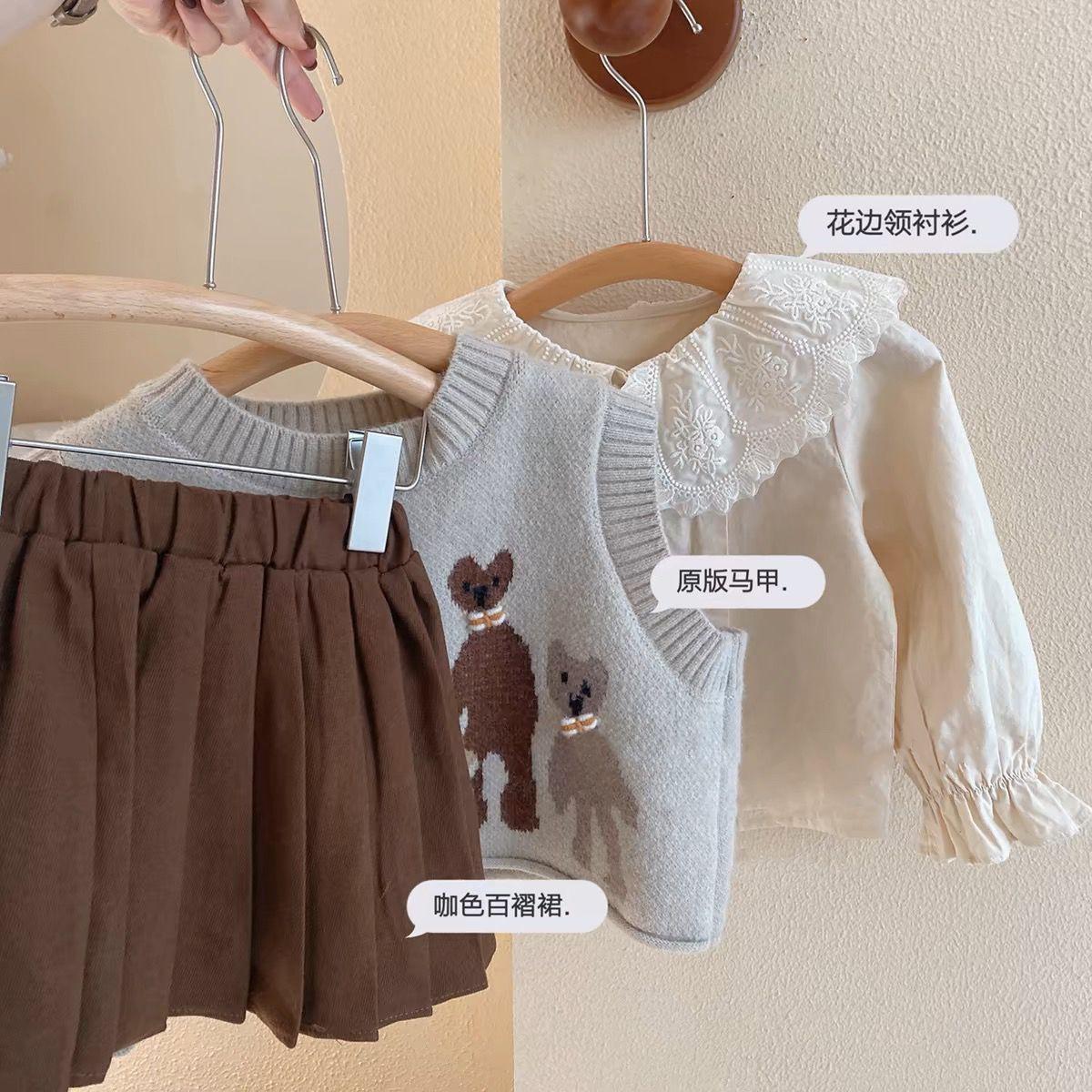 Western Style Children's Three-Piece Knitted Vest Set - y369 - Image 3