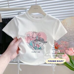 Pearl Love Sweet Cartoon Short Sleeve T-Shirt - y370 - 图片 4