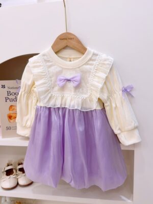 y420 - Bow Long Sleeve Princess Dress - 图片 5