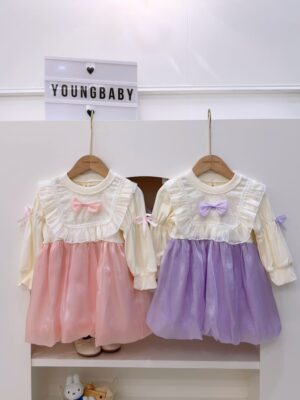y420 - Bow Long Sleeve Princess Dress