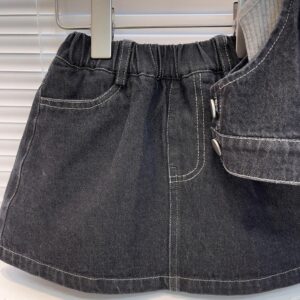 y402 - Black Workwear Short Denim Two-Piece Set - Image 6