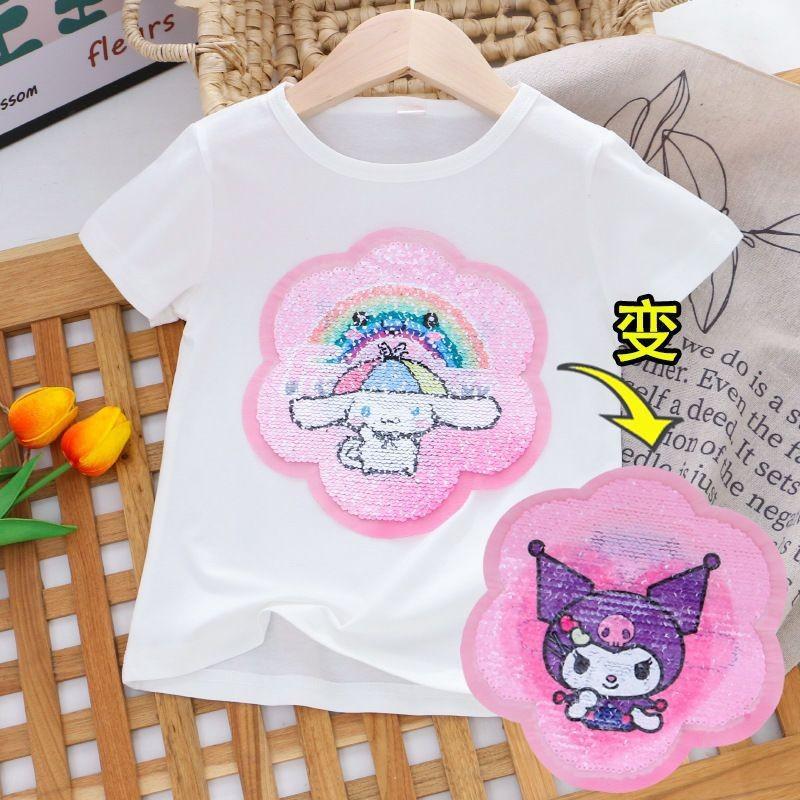 y395 - Double-Sided Color-Changing Sequined Short-Sleeved Top - Image 3