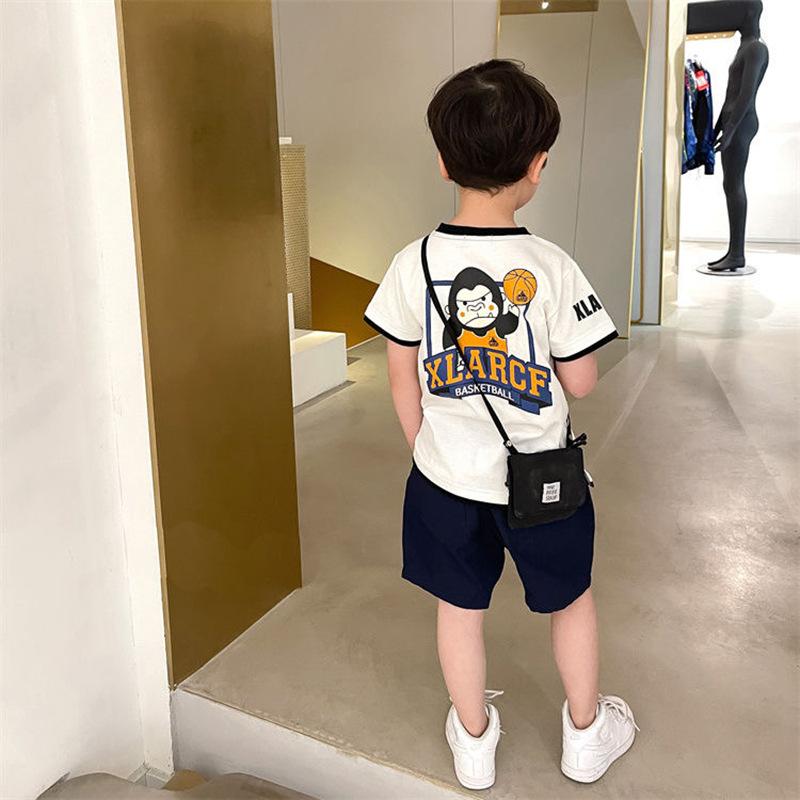 y412 - Summer Cartoon Monkey Basketball Handsome Short Sleeve T-Shirt - Image 3