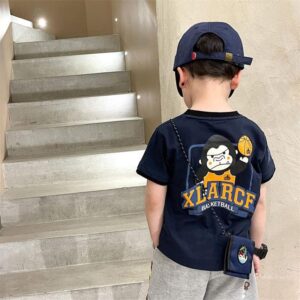 y412 - Summer Cartoon Monkey Basketball Handsome Short Sleeve T-Shirt - 图片 5