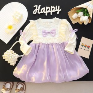 y420 - Bow Long Sleeve Princess Dress - 图片 3