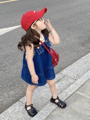 y425 - Baby Girl Denim Overalls Suit - 图片 3